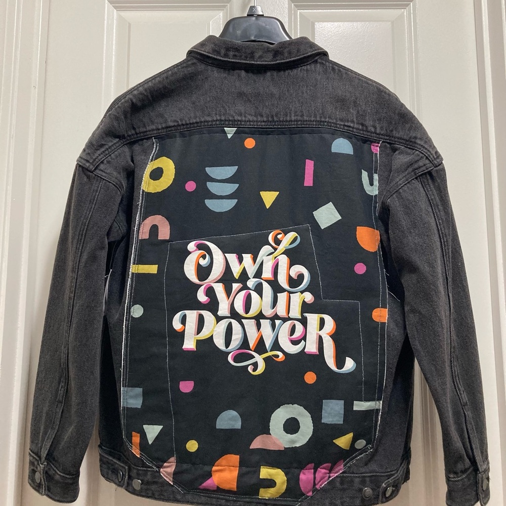 Denim Black Jacket with Upcycled Graffiti Design